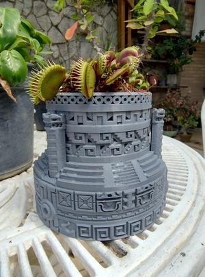 Self Watering Vase Mayan Design