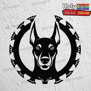 Doberman circle logo wall art