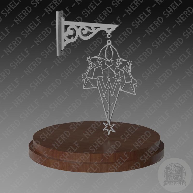 Hanging Weasleys' Wizard Wheezes Stained Glass Sign and Ornate Hanger / Bracket