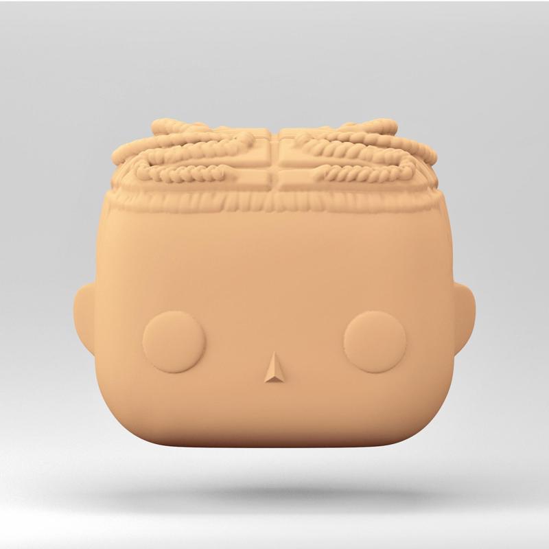 A male head in a Funko POP style. Men's dreadlocks. MH_11-1