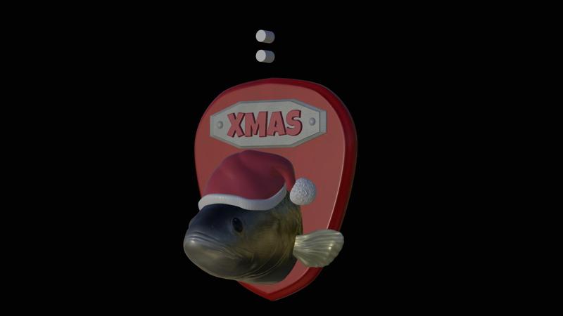 xmas / christmas fish head bass trophy statue detailed texture for 3d printing