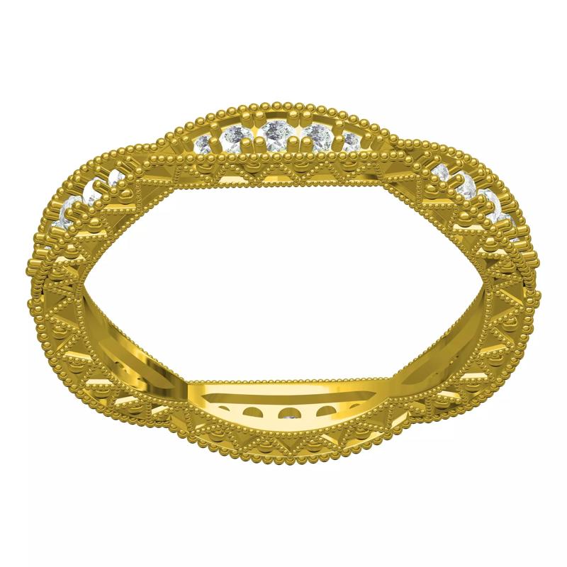 Round Diamond Criss-Cross Wedding Band