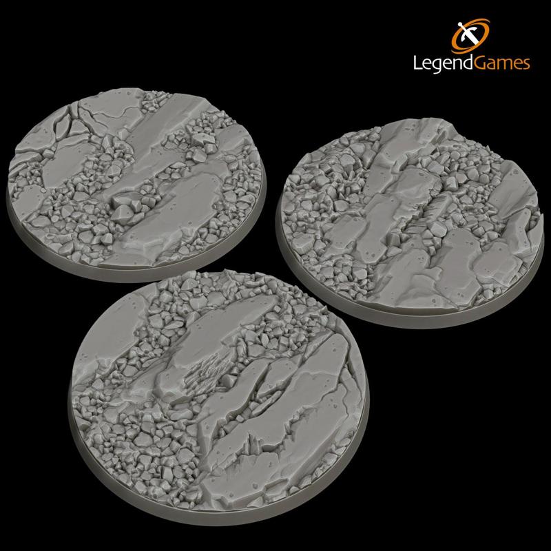 80mm Round Natural Rock and Stone bases x3 - LegendGames