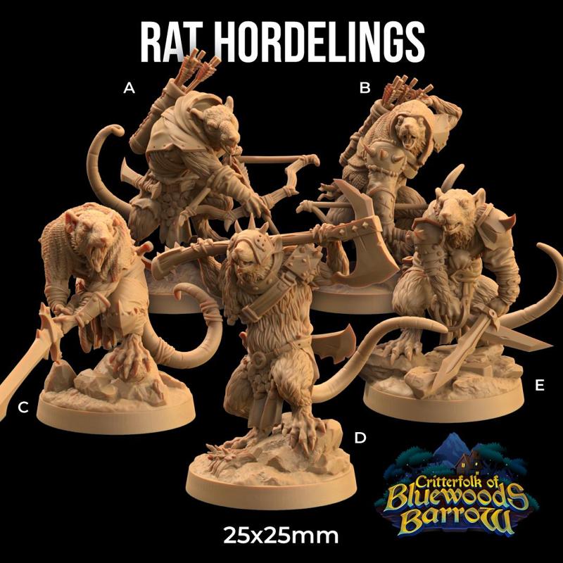 Rat Hordelings  | PRESUPPORTED | The Critterfolk of Bluewoods Barrows