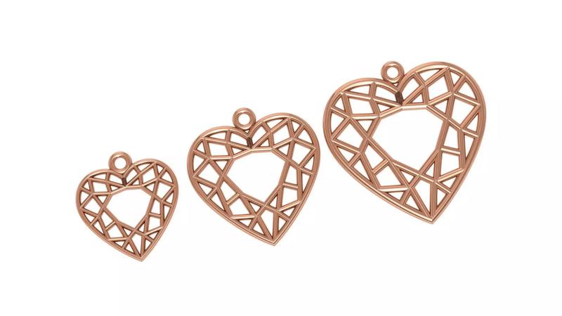 Heart Love Valentine Wire Mesh Plain Gold Pendant