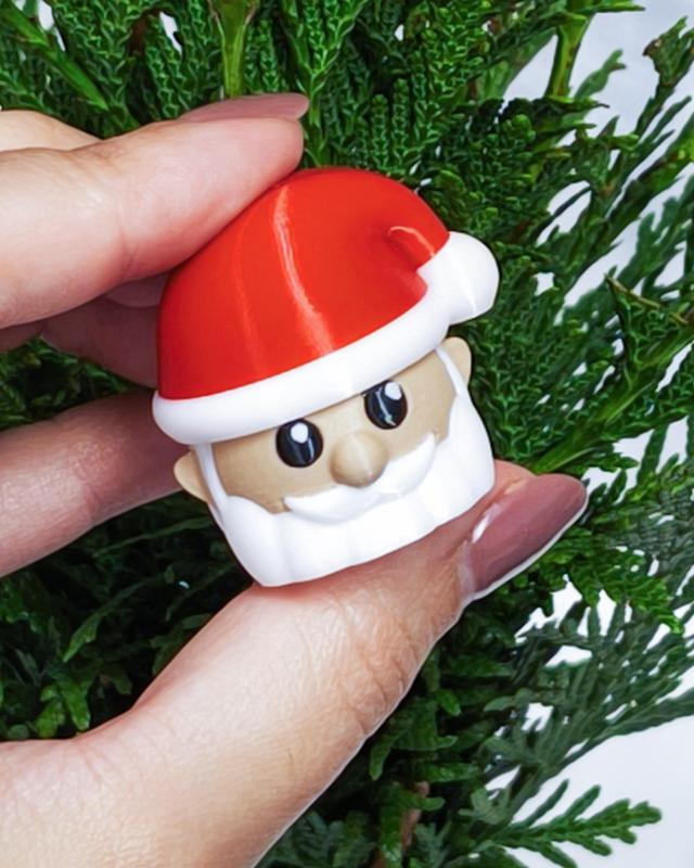 Santa and Snowman Heads Fidget Clicker Keychain