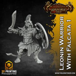 Leonin Tribe - Warrior with Falcata 1 (32mm scale, Pre-supported Miniature)
