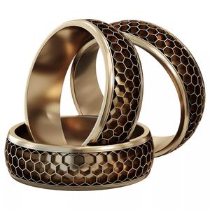 Mens Honeycomb Wedding Band