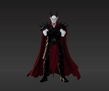 Grim Elf Warlord with Spiked Armor & Crimson Cloak - Collectible Fantasy Miniature