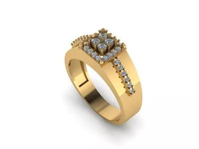New Men Diamonds Ring  3D Jewelry Model  Printable 3DM STL OBJ