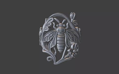art nouveau floral insect ring nature inspired