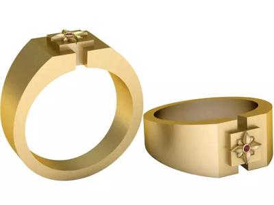 3D Printable Geometric Signet Ring