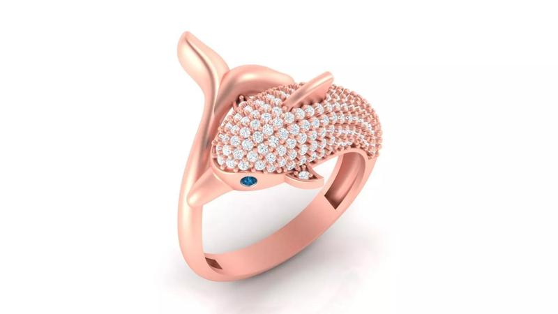 JCR 1004 Dolphin Shape Sterling Gold Ring