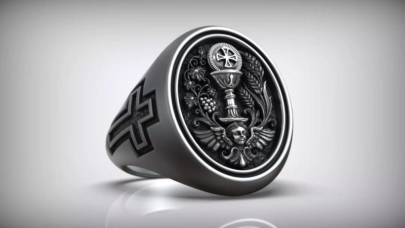 Holy Communion Eucharist Chalice Cross Ring