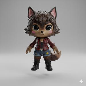 werewolf woman chibi woman kawaii cute