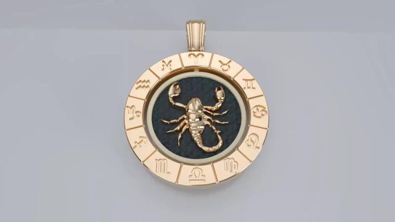 Zodiac Sign Pendants - Double Sided Spinning Center - Scorpio