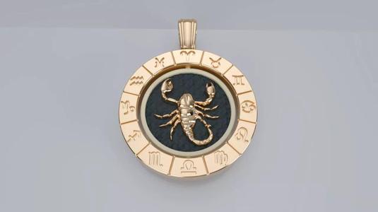 Zodiac Sign Pendants - Double Sided Spinning Center - Scorpio