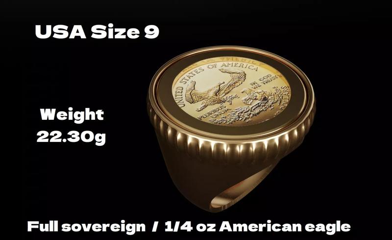 full sovereign American gold eagle coin frame ring mount bezel