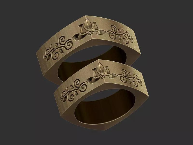 Flower Square Ring - Alianca Quadrada