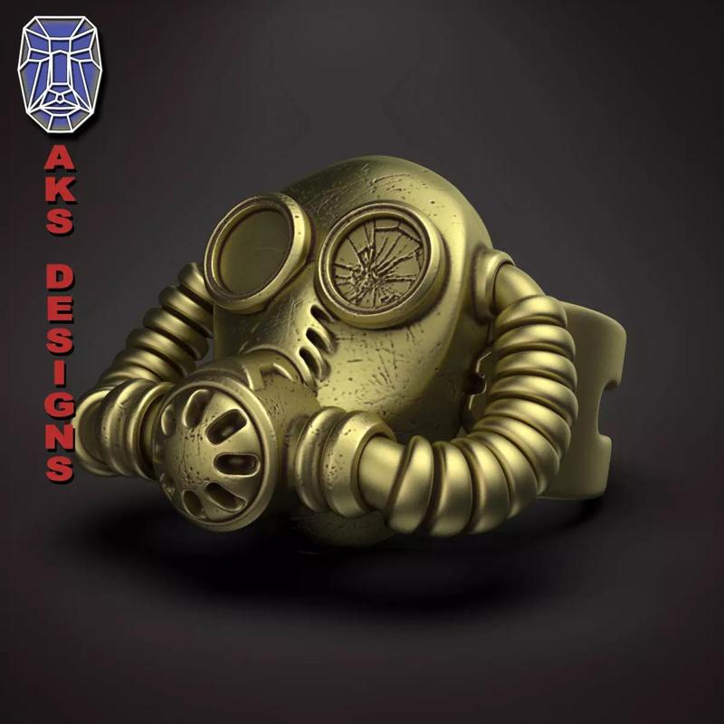 Ring biker jewelry Gas mask respirator v1