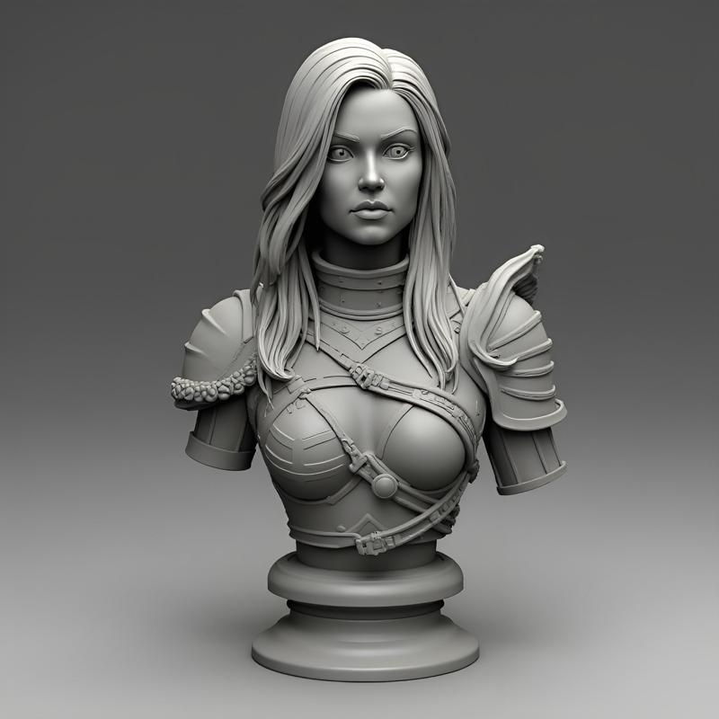 100mm Fantasy Female Bust: High-Detail 3D Print