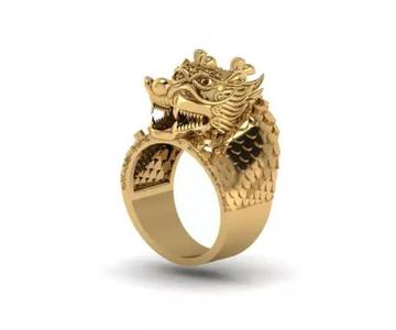 Dragon model head ring gold
