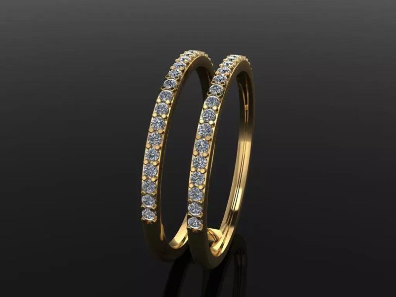 DOUBLE DIAMOND ROW BAND RING SIZE 8