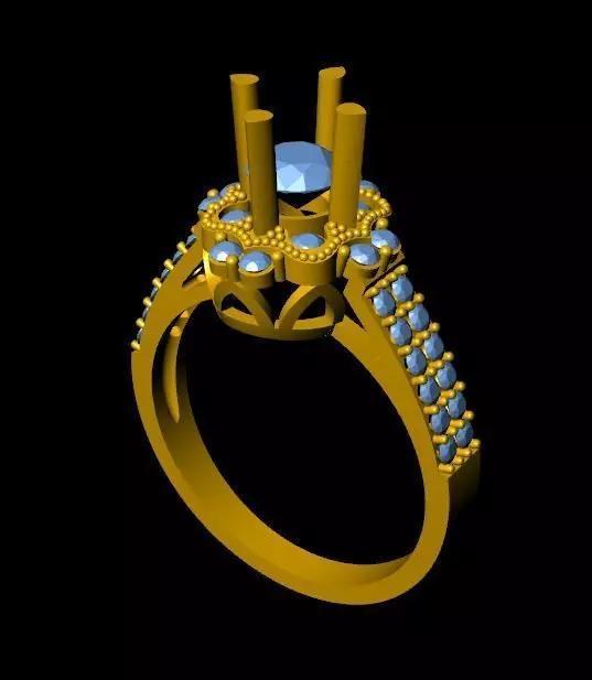 DiamondRing gold engagement ring with stones