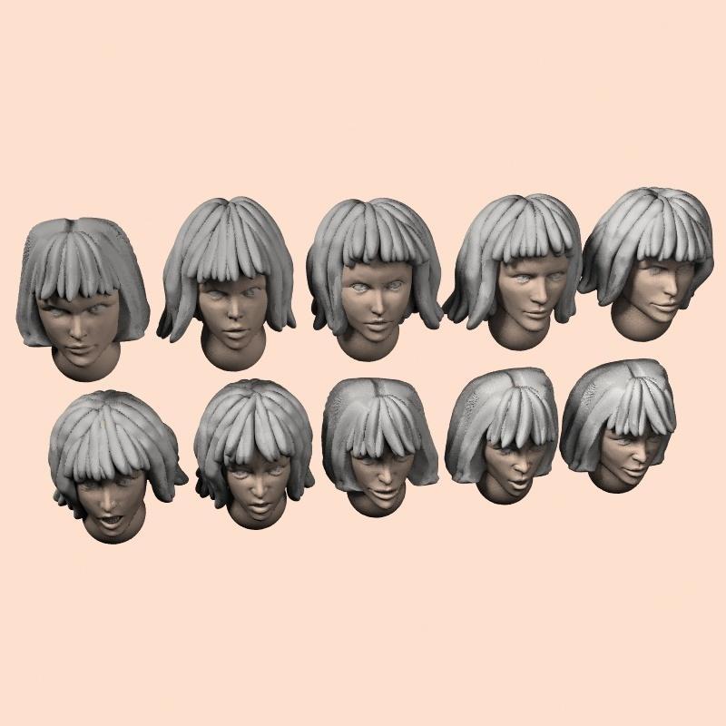 28mm sinner wive heads + space nuns hairy