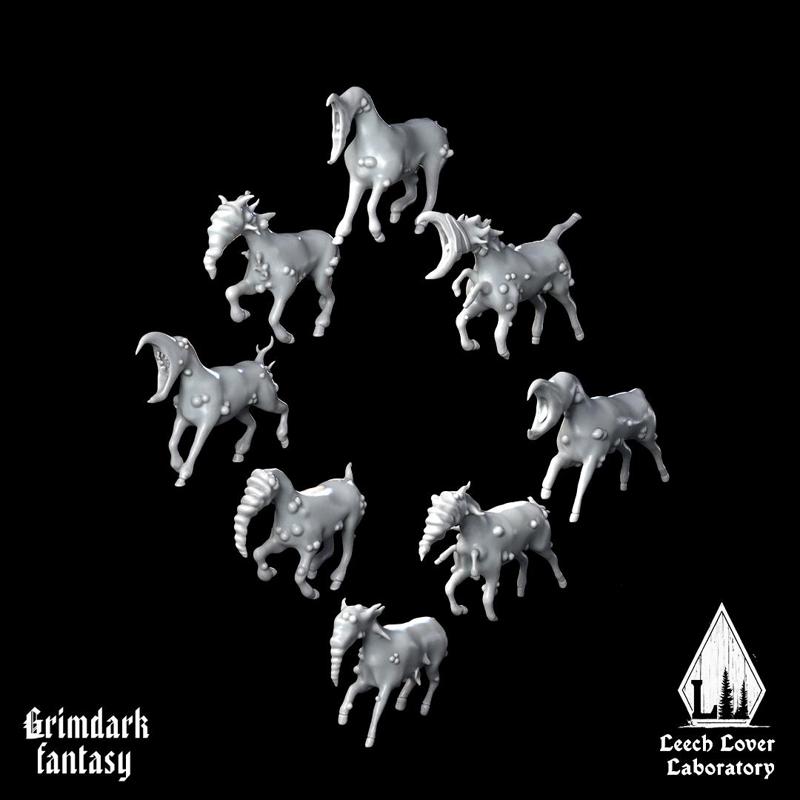 8x Root Horses for miniature-agnostic grimdark wargames