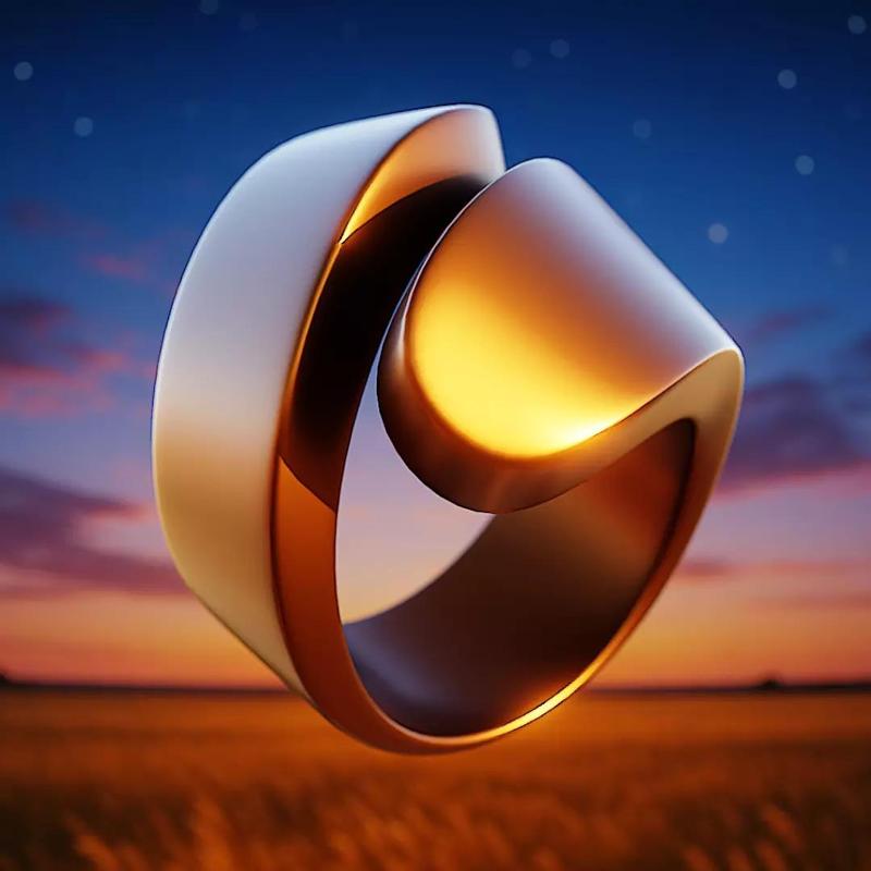 Golden Loop Ring - Modern Sculptural Jewelry 3D Model 60