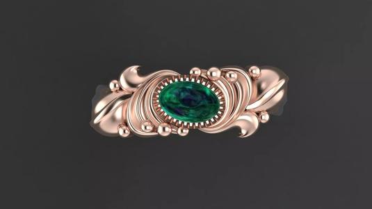 Edwardian style ring with oval cabashon gem