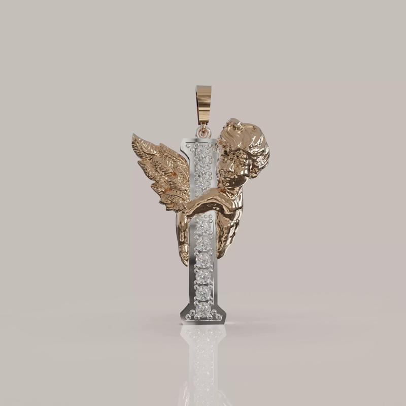 Angel Letter I 3D Model for Jewelry Design Printable Model