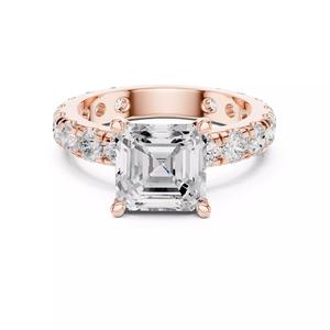 Asscher and Round Diamond Engagement Woman Ring 3DM STL Video