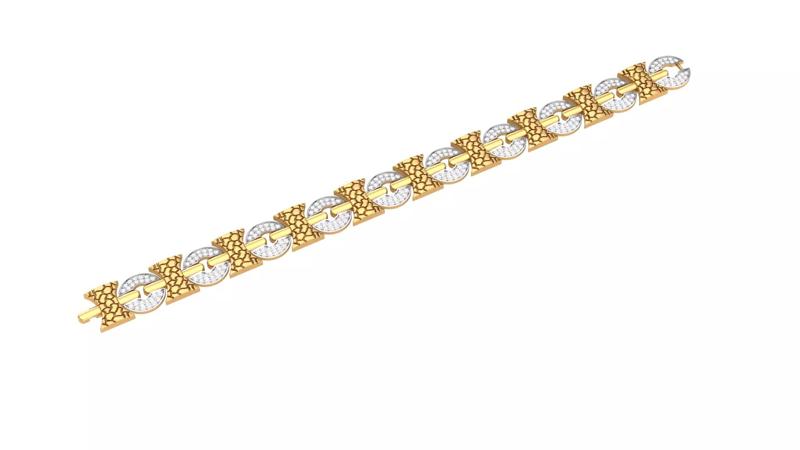 3D Printable Jewelry design of Bracelet with diamonds