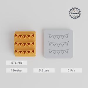Bunting Stamp Tile, 5 Size Motif Set for Clay & Cookie Decoration, Perfect for Thanksgiving & Festive Celebrations