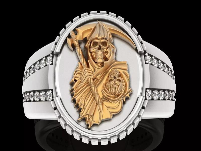 Angel of death ring  gold silver printable jewelry 3D model
