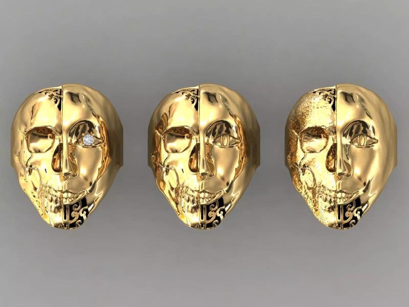 3 Version Bluffmen Ring Jewelry Model Skull  STL