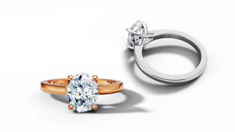 9x7 Oval Stone Trellis Solitaire Engagement Ring Promise Ring