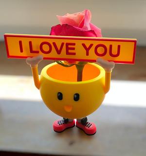 Cute cup with text signs (flower vase)