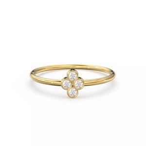 4 Diamond Bezel Gemstone Wedding Band Zircon Stone Ring