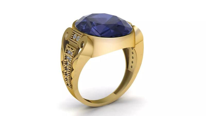 ANTIQUE GOLD SAPPHIRE RING 3D PRINTABLE MODEL