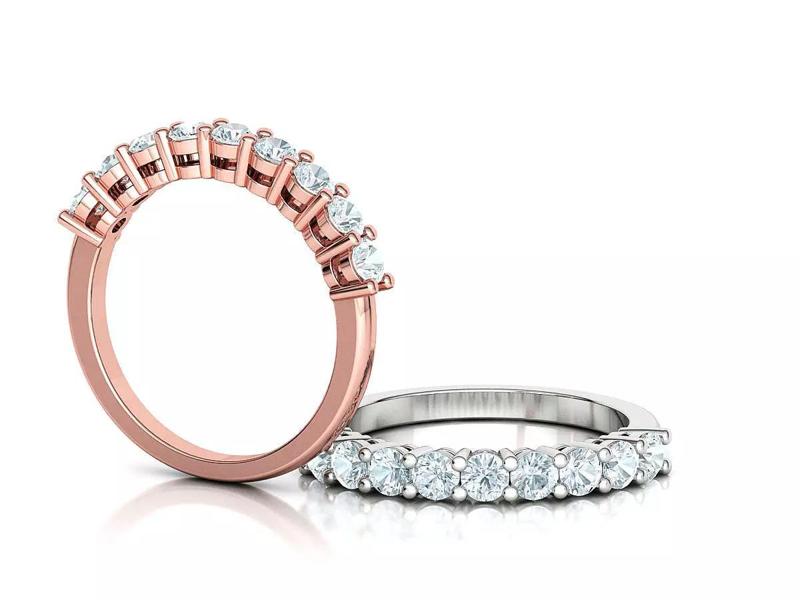 9 Stone 3mm Gems Half Eternity Ring Diamond Band