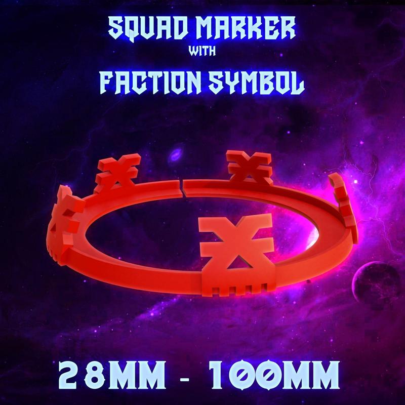 Squad Marker with Faction Symbol "Chaos" | 28mm-100mm bases | Wargames | Tabletop | Base Marker | Base Identifier | Marker Ring
