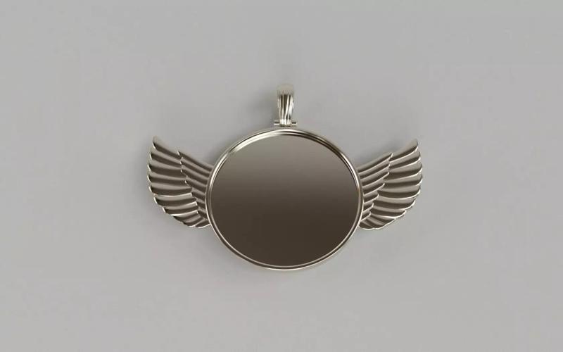 Winged Picture Pendant v2 - 40mm - Plain