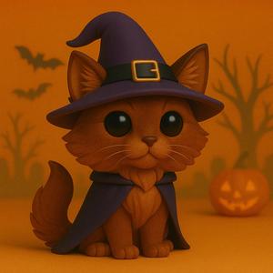 Somali Cat Halloween Sorcerer Cat POP -STL