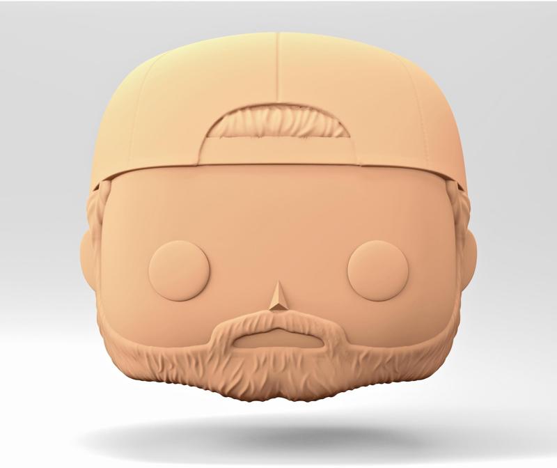 A male head in a Funko POP style. A cap backwards. A bearded man. MH_5-1