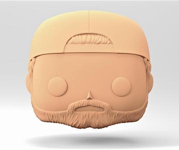 A male head in a Funko POP style. A cap backwards. A bearded man. MH_5-1