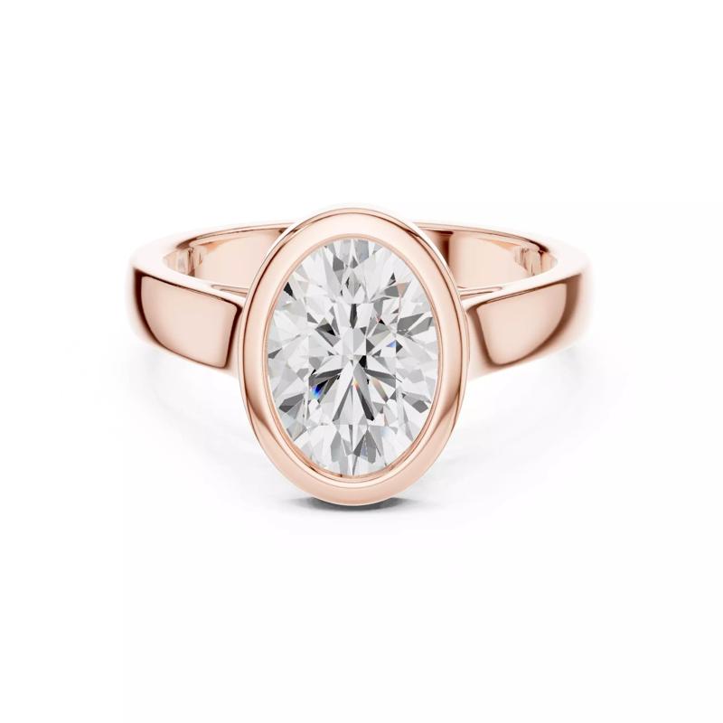 Solitaire Oval Cut Bezel Set Diamond Engagement Ring File Video