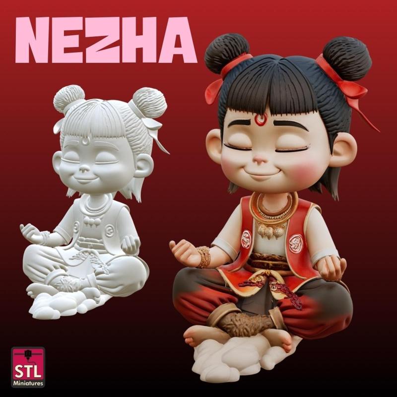 STL File – Nezha Meditation Pose – Comic Style FanArt – 3D Printable Model